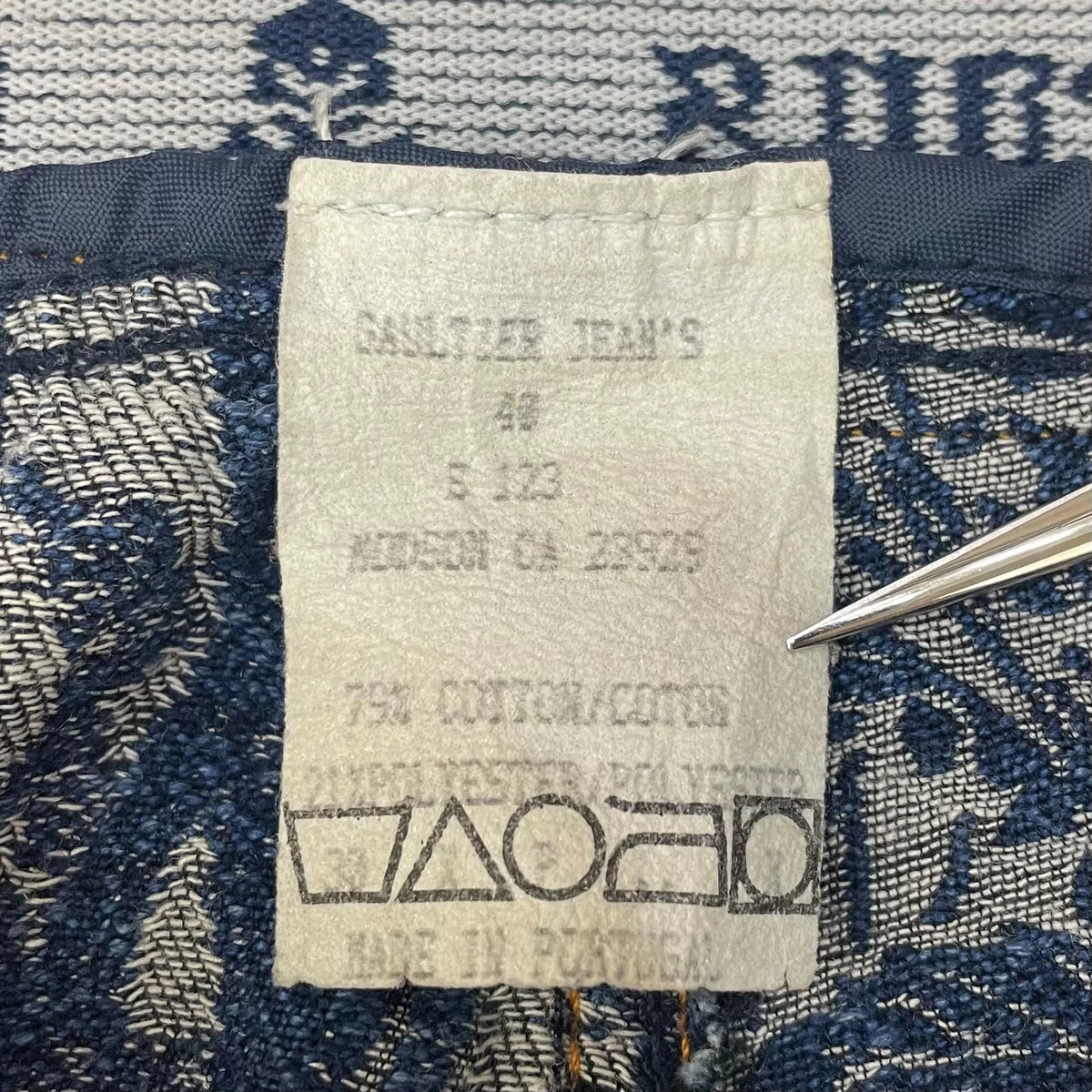 1994 Fall/Winter Jean Paul Gaultier Dragon Slayer Warrior Tribal Tattoo Jacquard Jeans