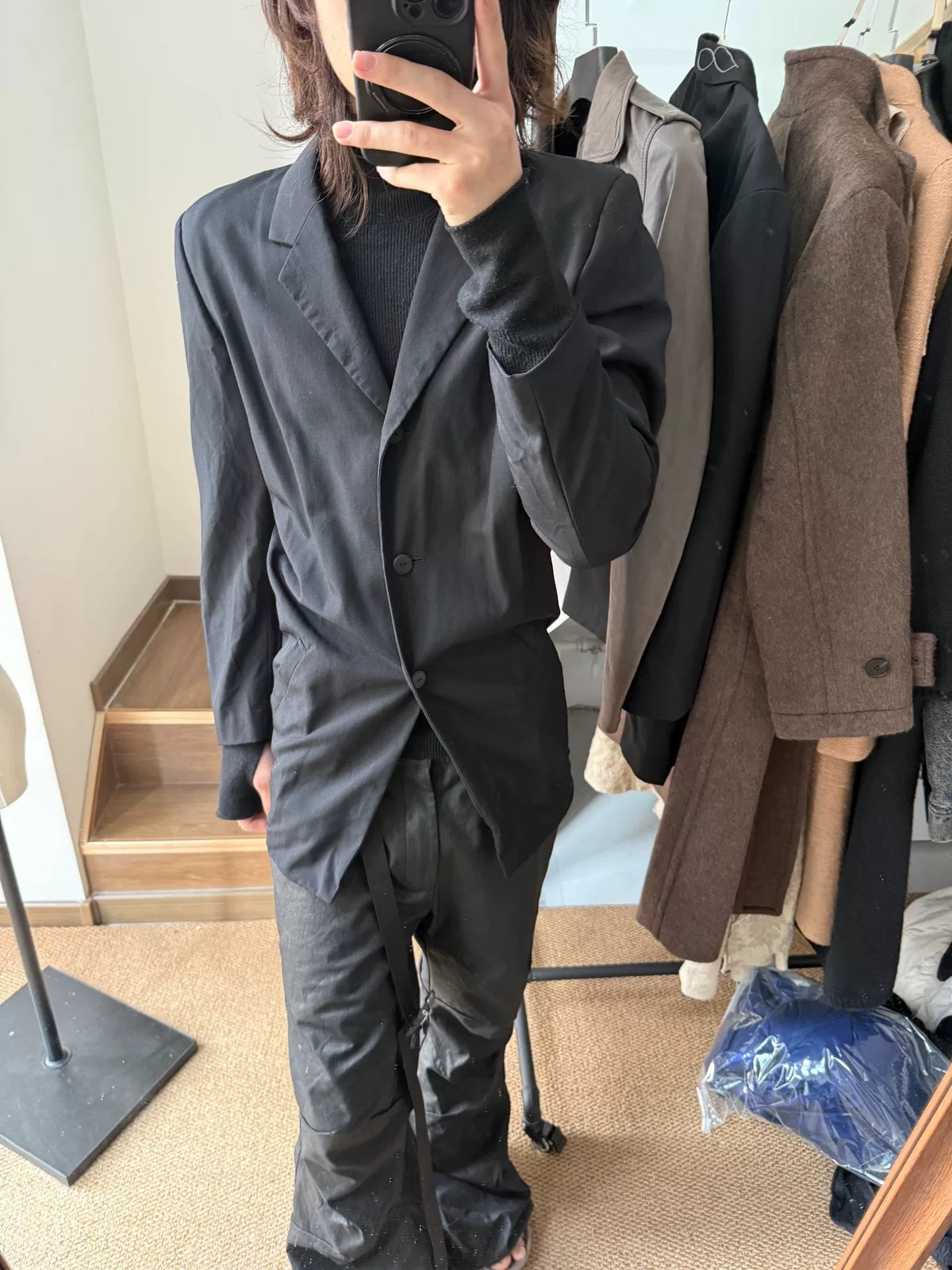 Issey Miyake Padded Shoulder Suit Jacket