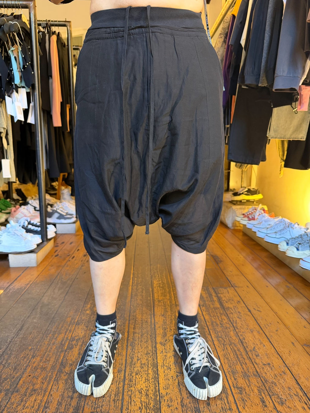 Julius SS15 Black Silk Cotton Pleated Skirt Pants