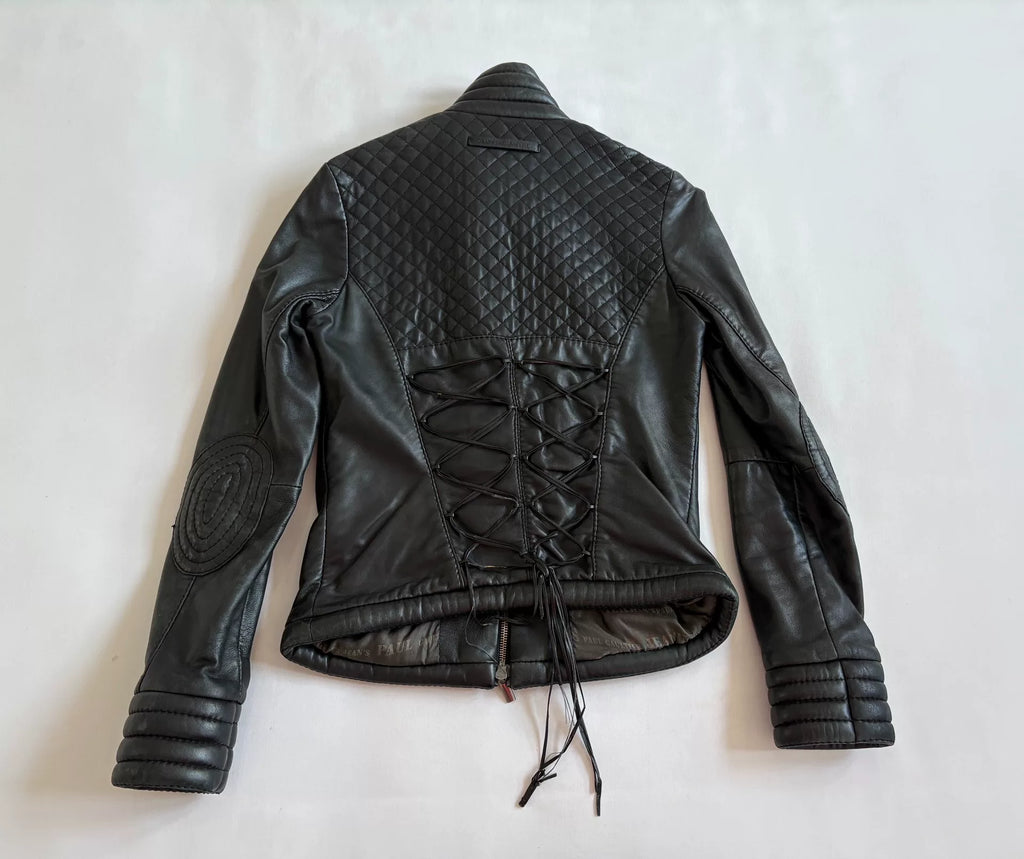 Jean Paul Gaultier Vintage Quilted Circle Leather Jacket