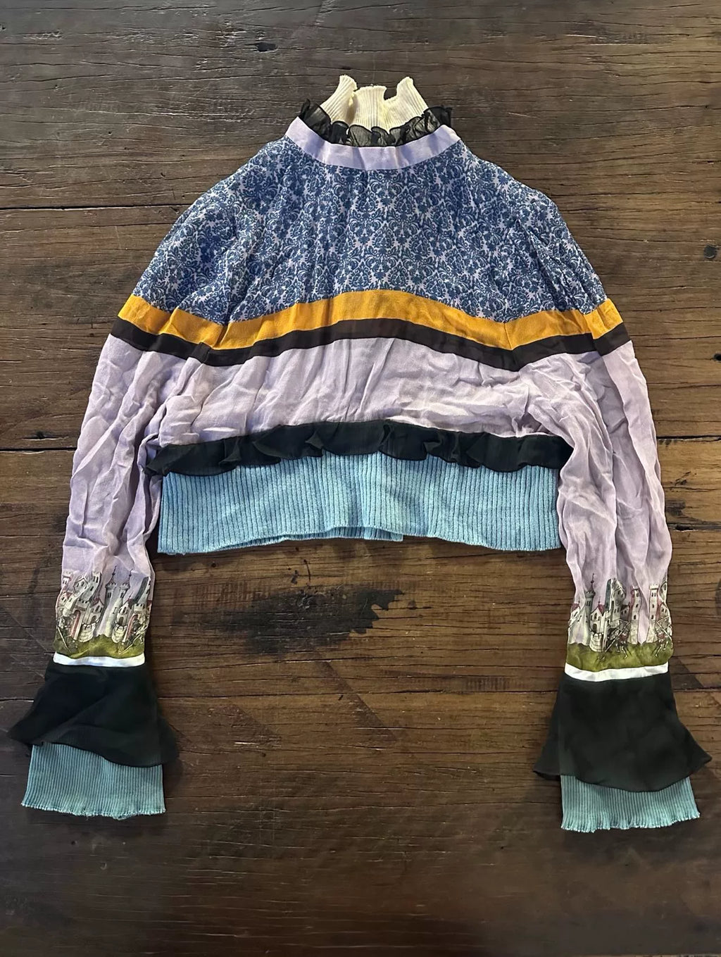 Undercover FW17 Deep Knit Lace Bee Queen Silk Top