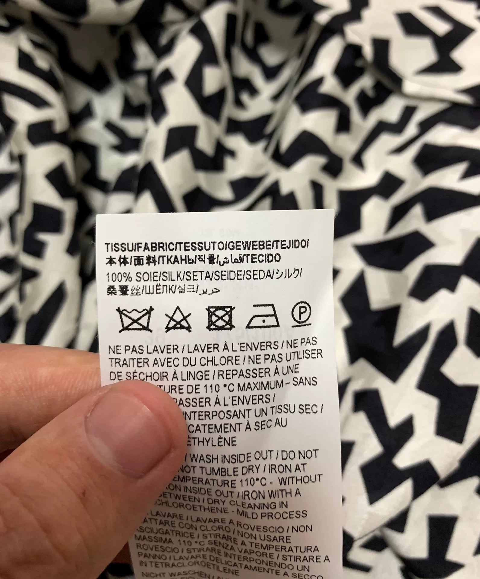 Saint Laurent 21FW Runway Silk Black White All-Over Print Shirt