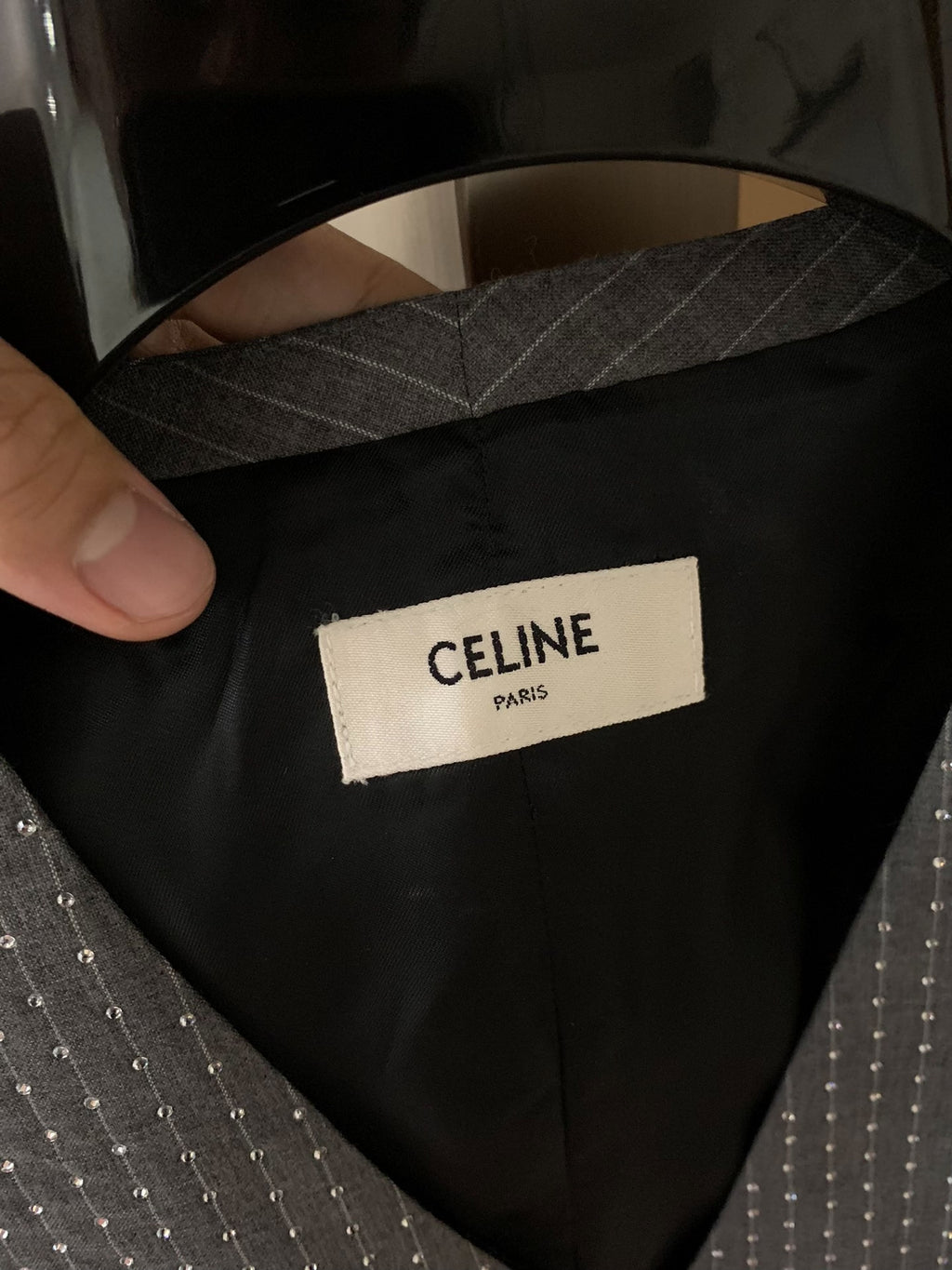Celine 20SS Gray Rhinestone Vest