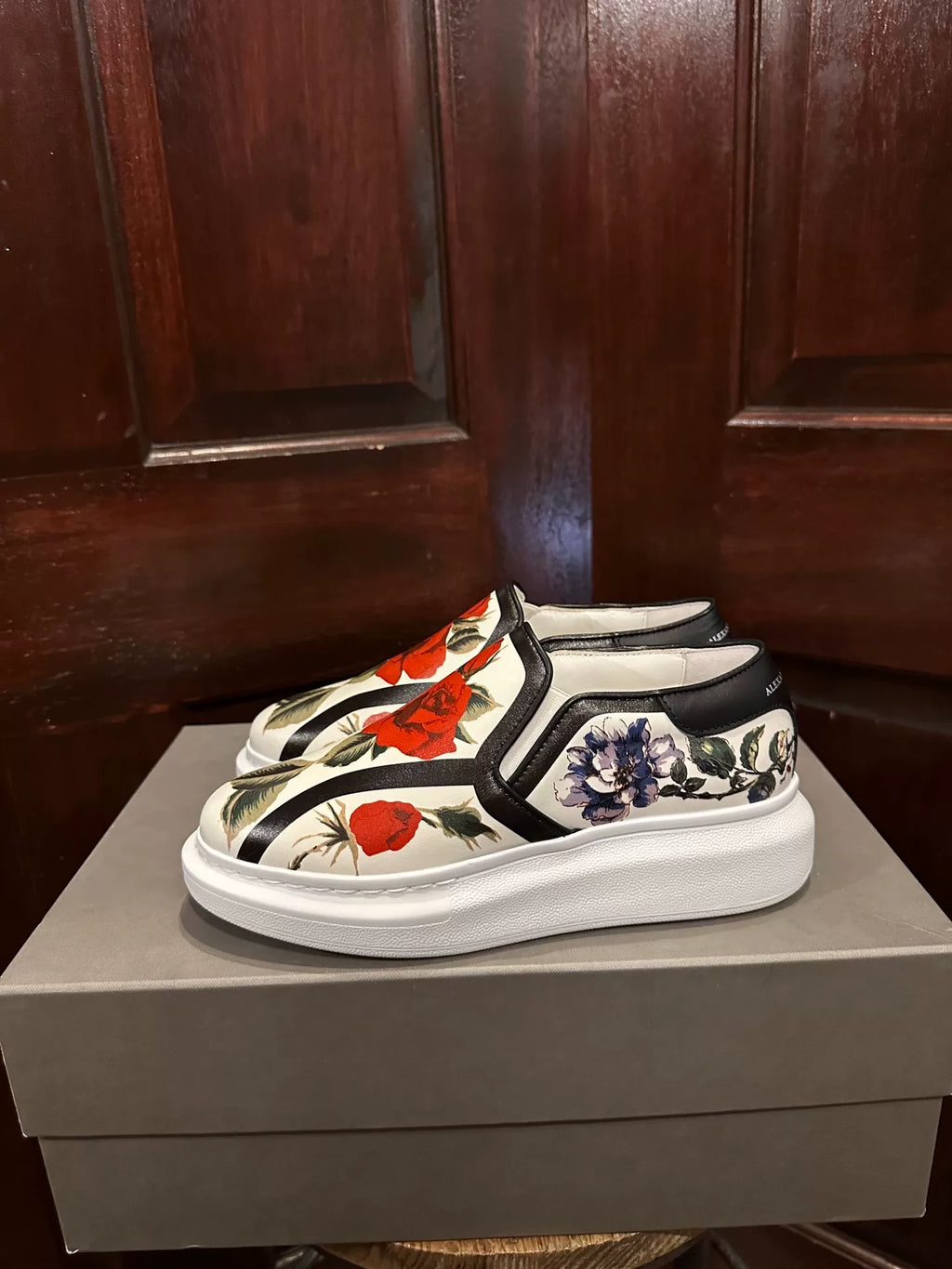 Alexander McQueen SS17 White Floral Print Platform Sneakers