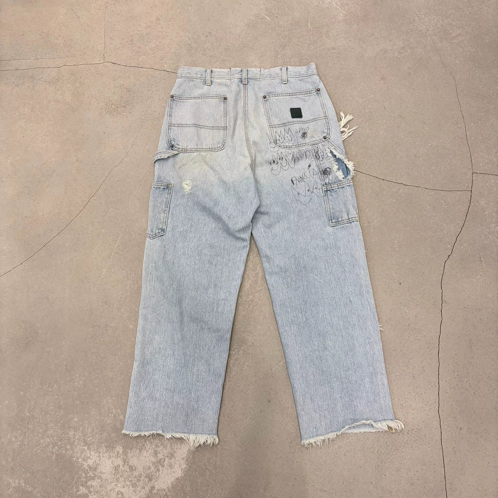 Paly SS26 Hollywood Distressed Rivet Double-Knee Work Pants