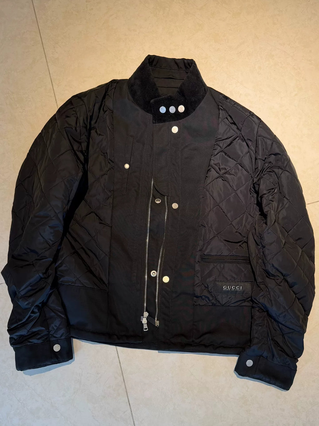 Gucci Black Corduroy Collar Reversible Jacket