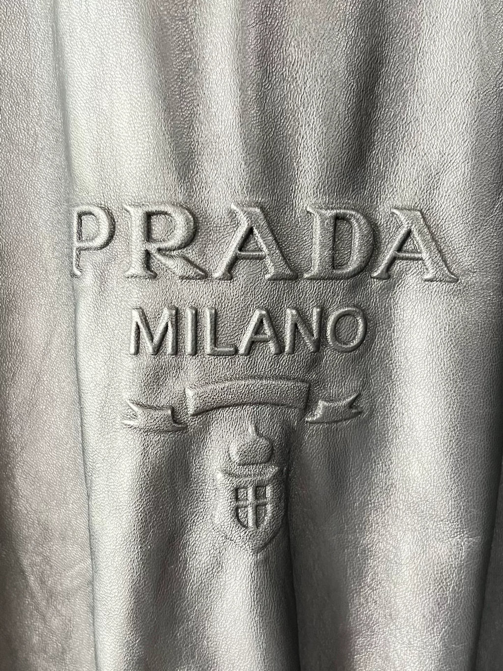 Prada Black Lambskin Logo Drawstring Sheepskin Dress