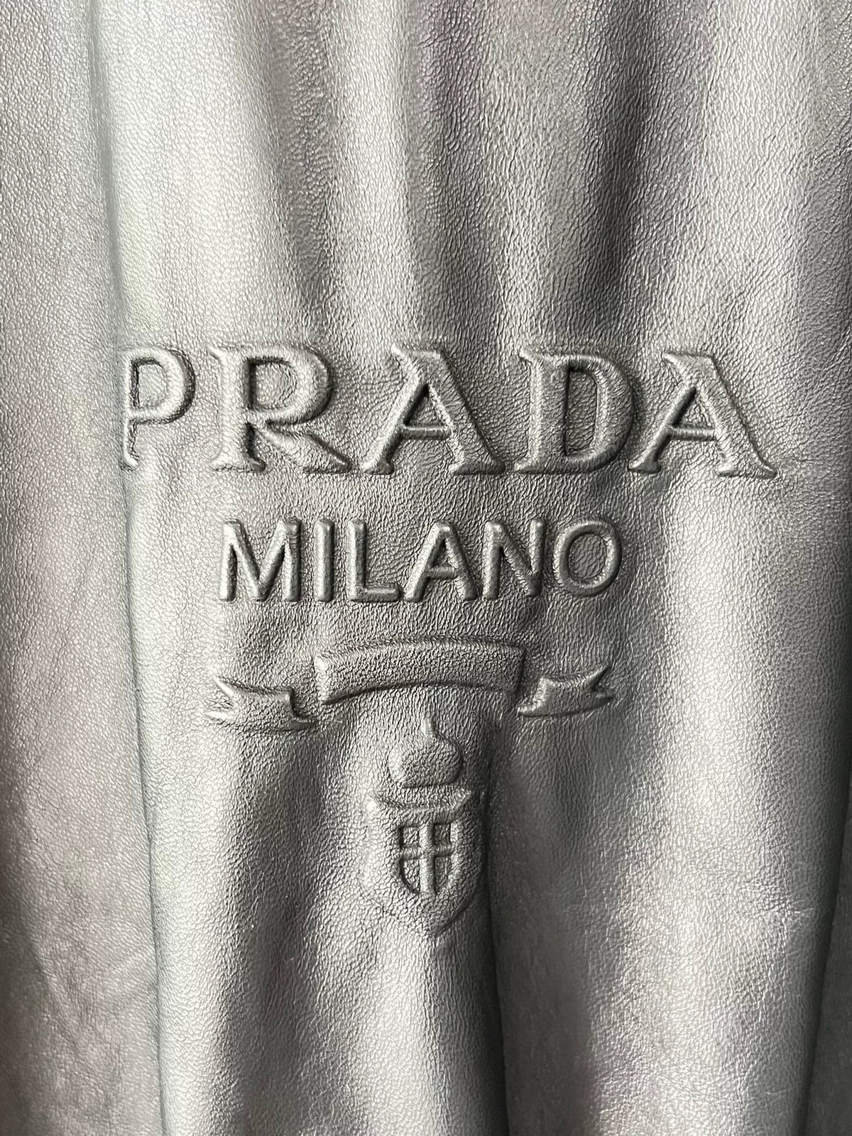 Prada Black Lambskin Logo Drawstring Sheepskin Dress