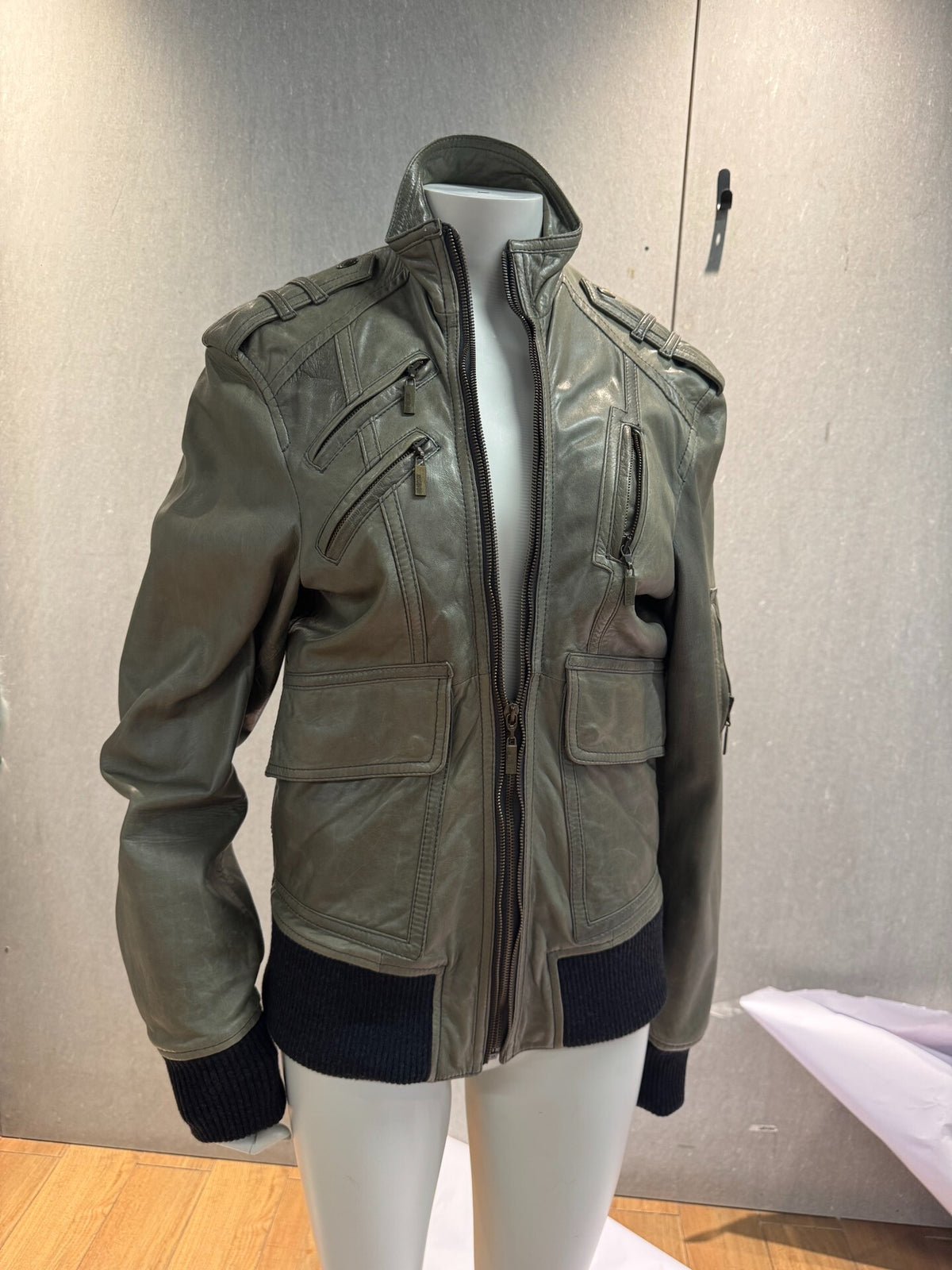 Just Cavalli Multi-Pocket Overlapping Zip Lambskin Jacket