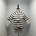 Dior Black White Striped Color-Block Short Sleeve Shirt