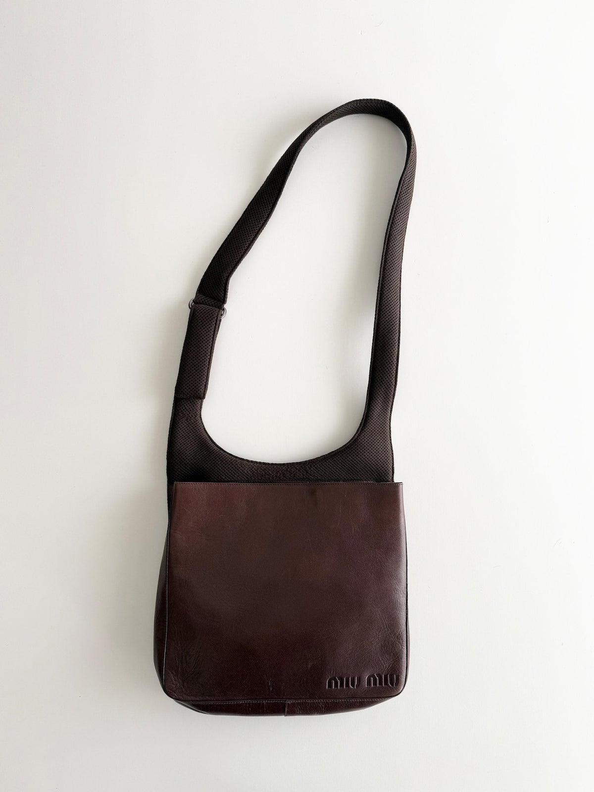 Miu Miu AW99 Brown Mesh Leather Crossbody Bag