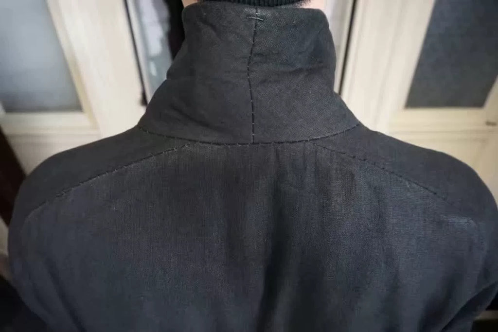 Layer-0 SS17 F.H Black H-Shape Linen Coat