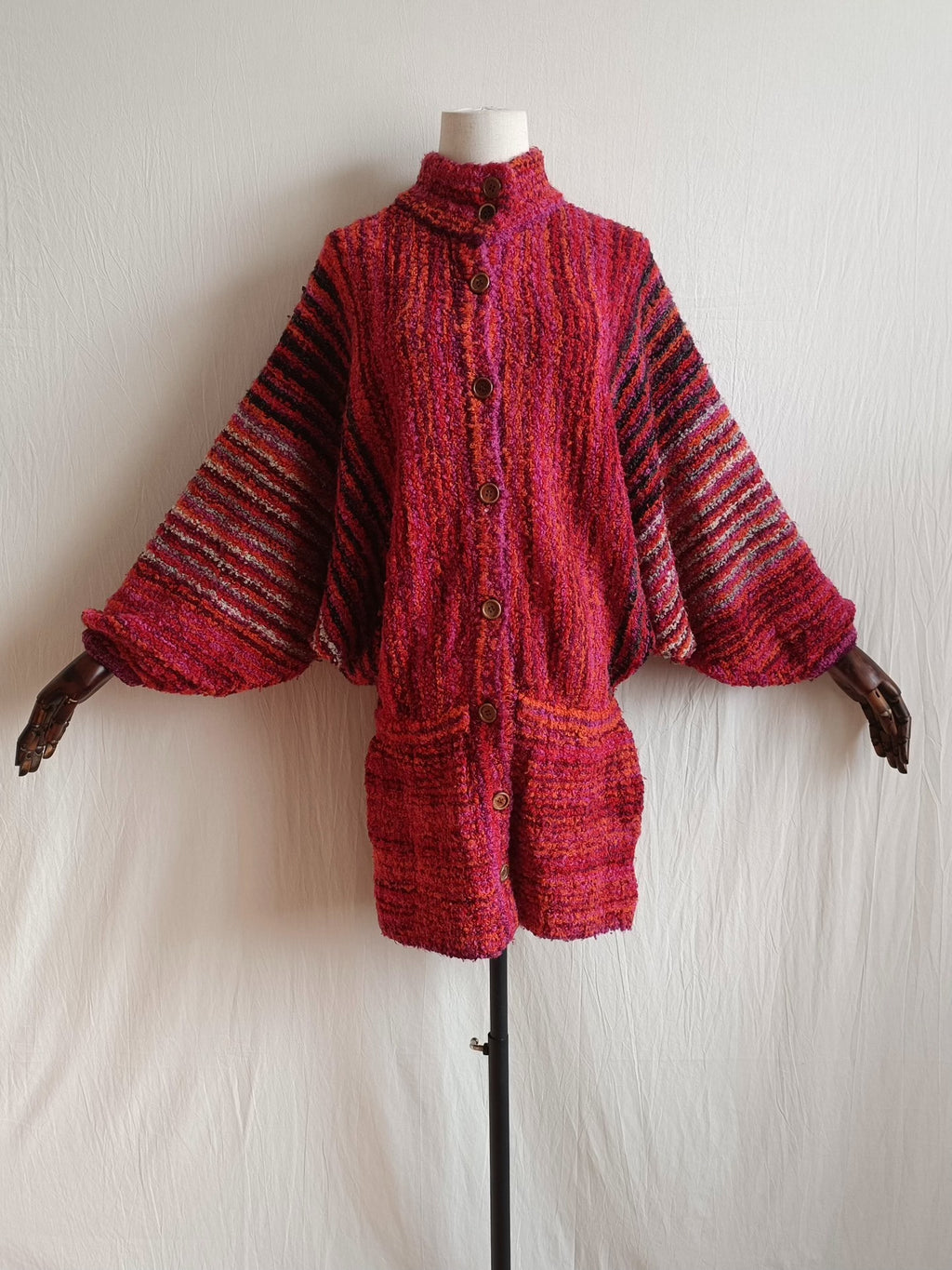 Issey Miyake 1970s Striped Knit Wool Wool Top