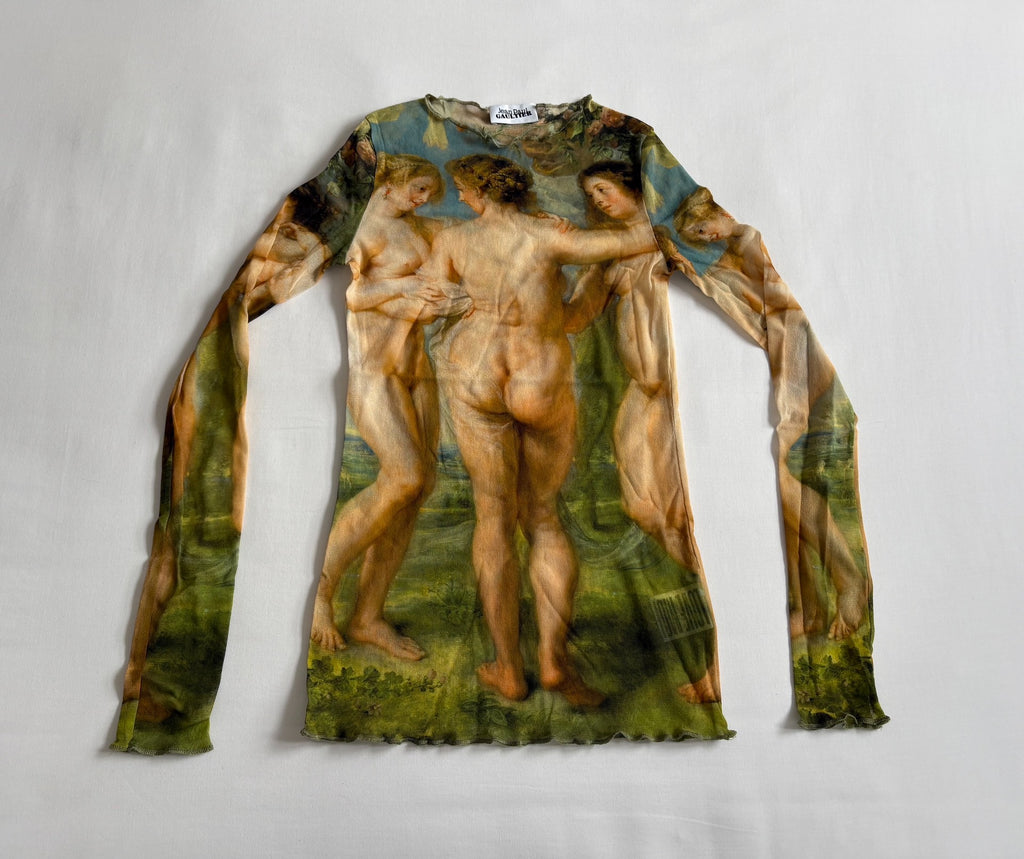 Jean Paul Gaultier Mesh Top Gaultier Hui Mei Three Goddesses Portrait Mesh Top