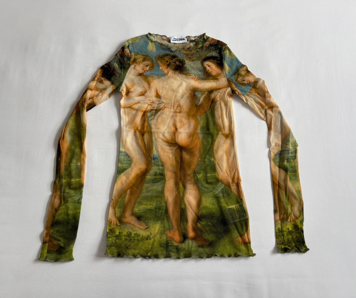 Jean Paul Gaultier Mesh Top Gaultier Hui Mei Three Goddesses Portrait Mesh Top