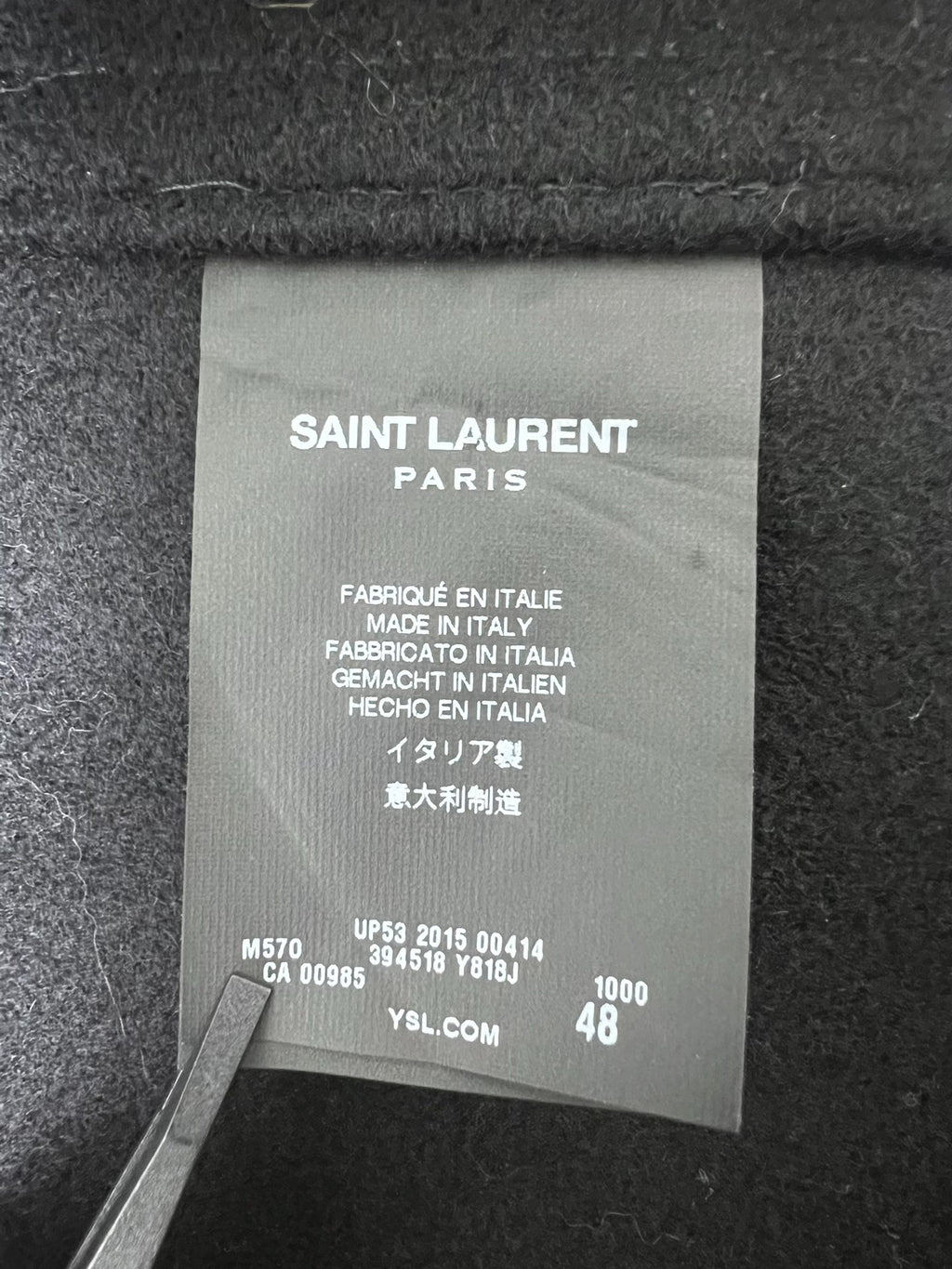 Saint Laurent Slp15fw Black Single-Breasted Wool Coat