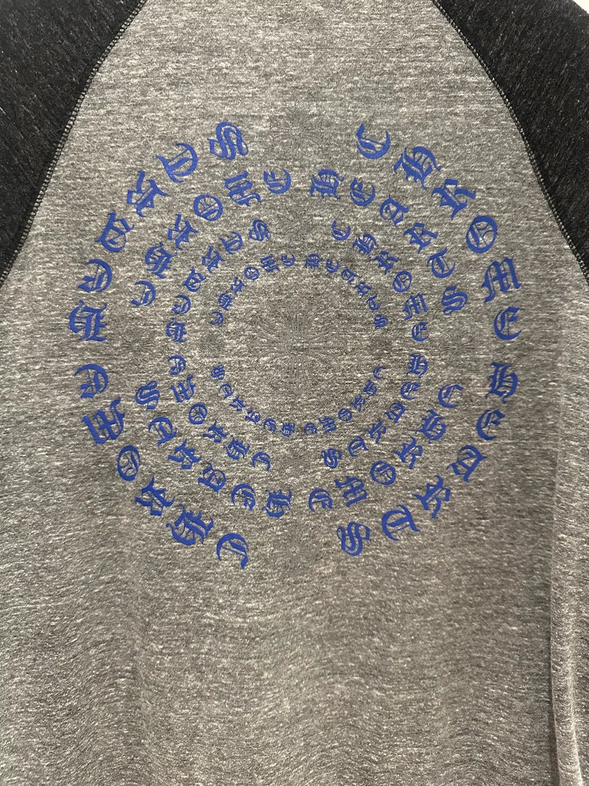 Chrome Hearts Sanskrit Blue Ring Cross Flower 3/4 Sleeve Top