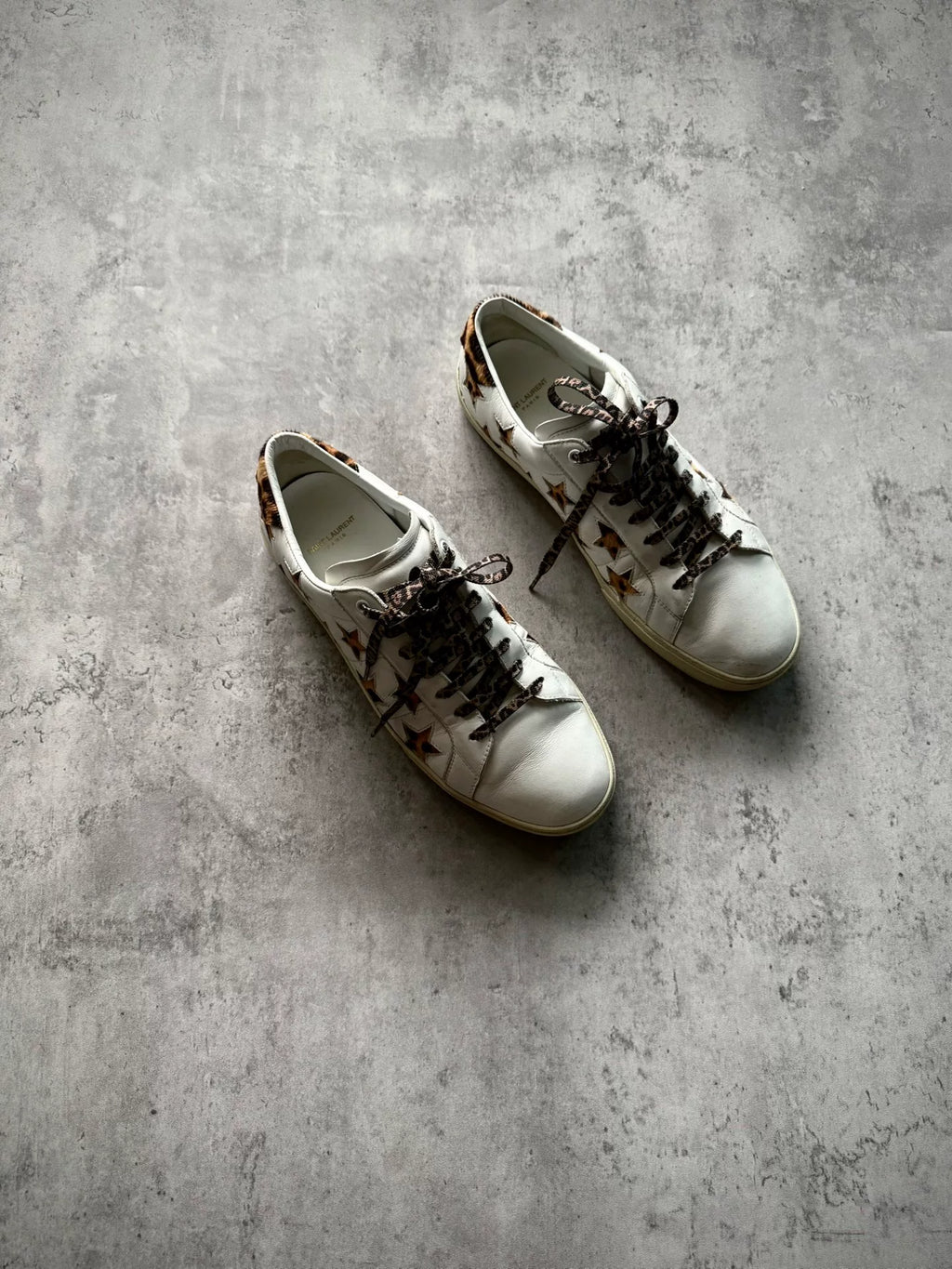 Saint Laurent Paris Leopard Star Pony-Hair Star Sneakers