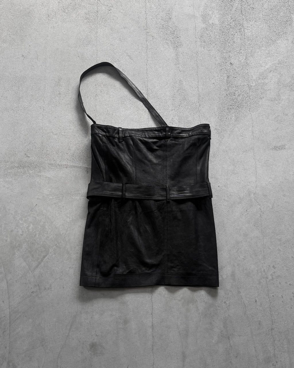 Ann Demeulemeester AW03 Black Strap Leather Skirt