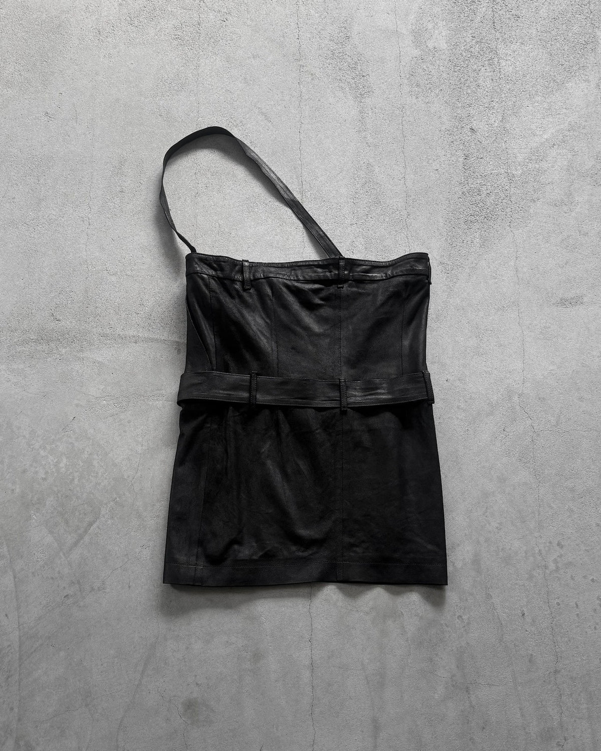 Ann Demeulemeester AW03 Black Strap Leather Skirt