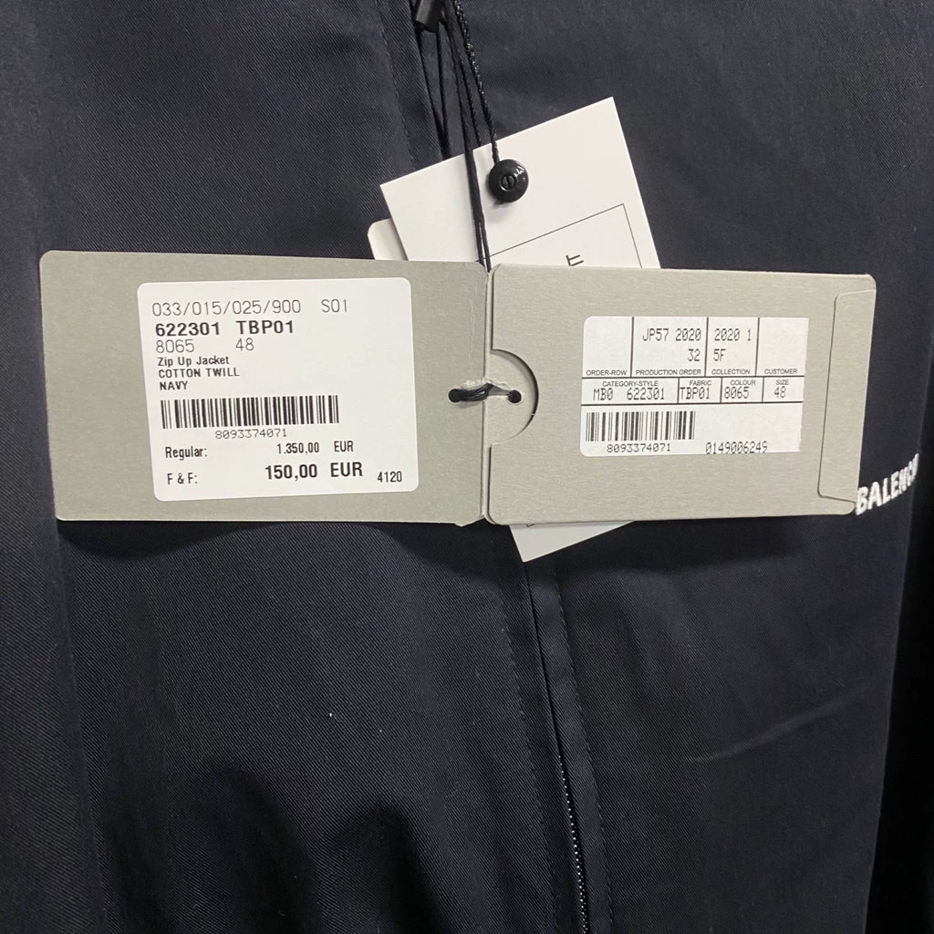 Balenciaga Black White Embroidered Logo Jacket