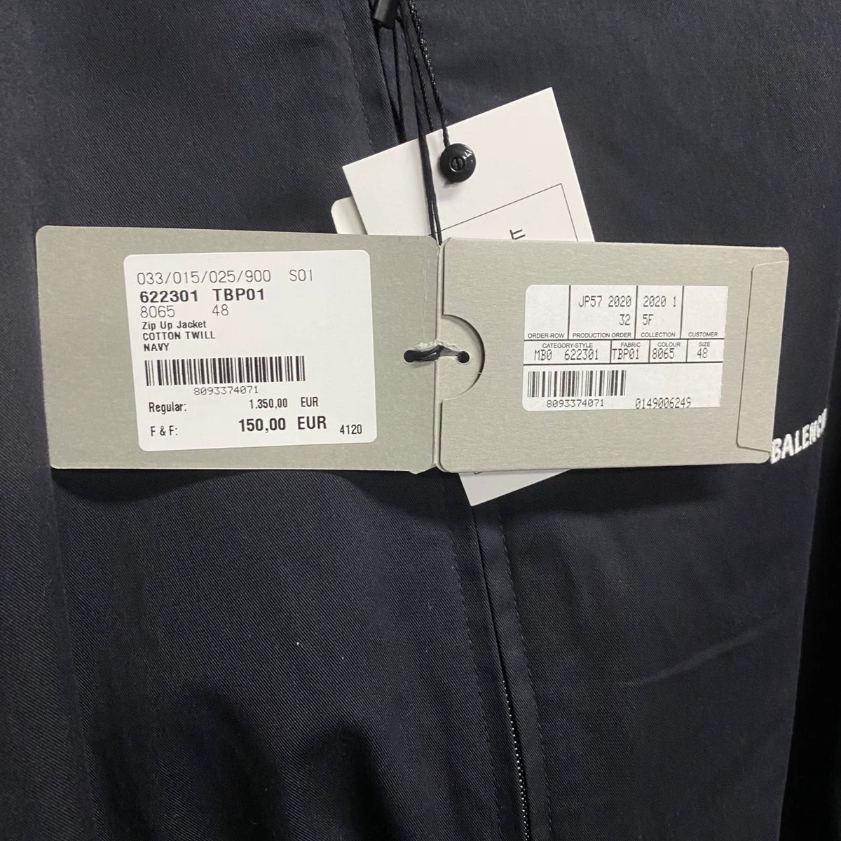 Balenciaga Black White Embroidered Logo Jacket