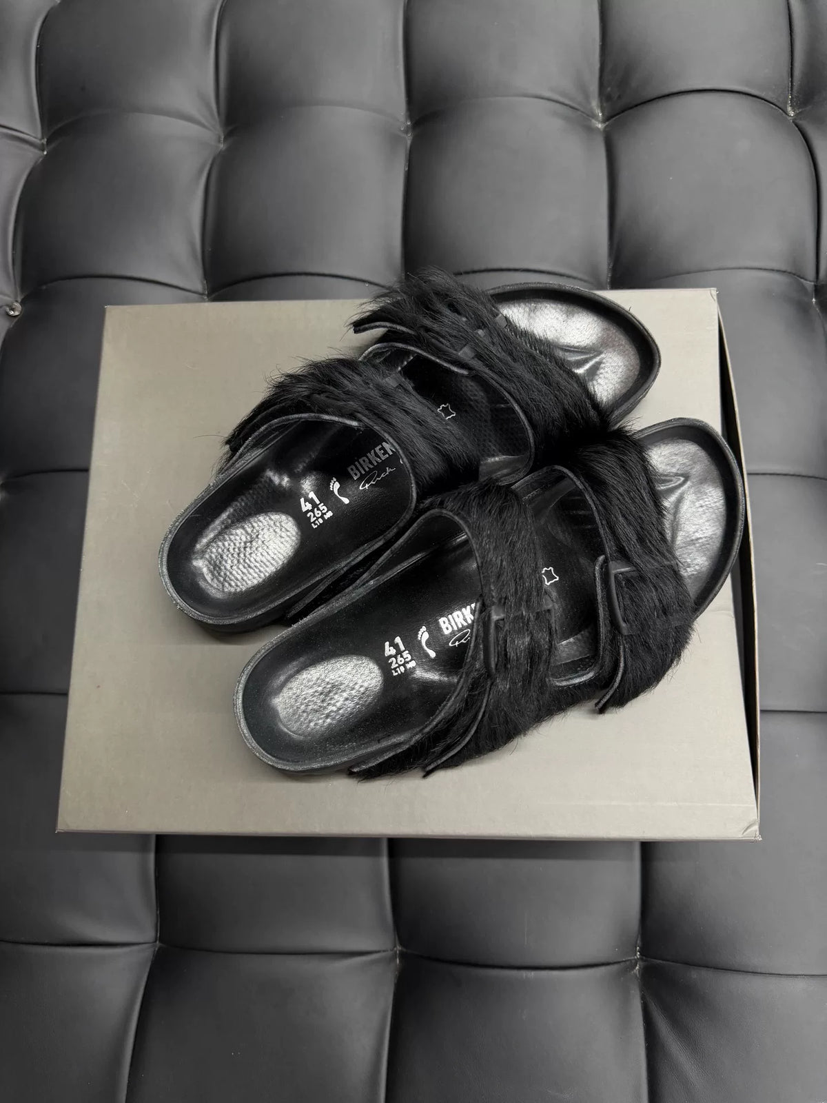 Rick Owens Black Horsehide Sandals