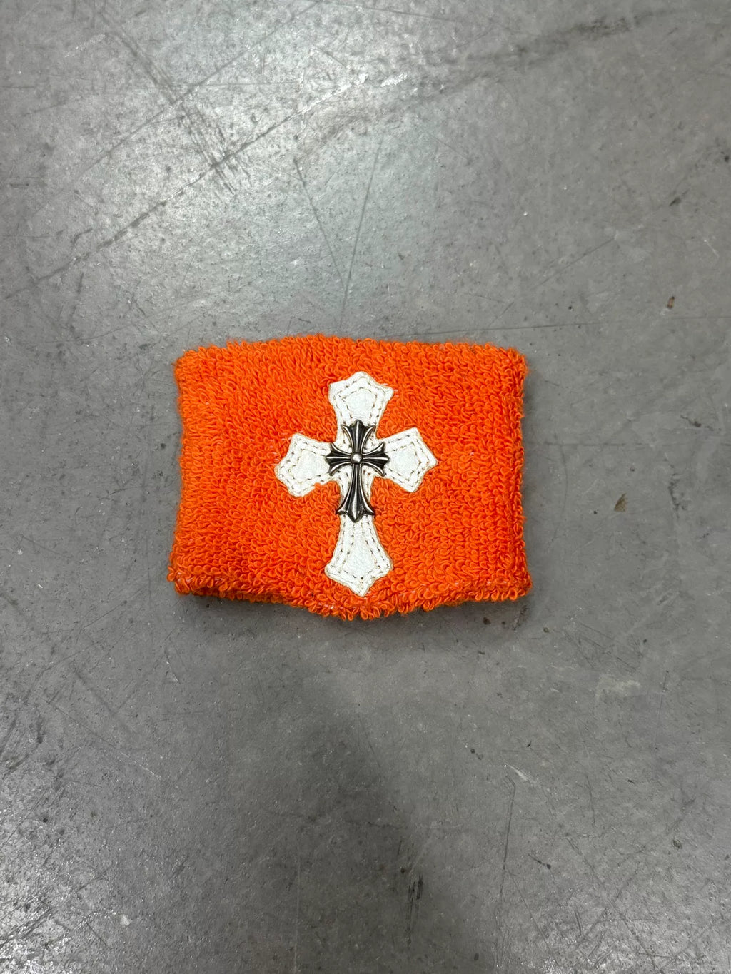 Chrome Hearts Orange Leather Patch Cross Wristband