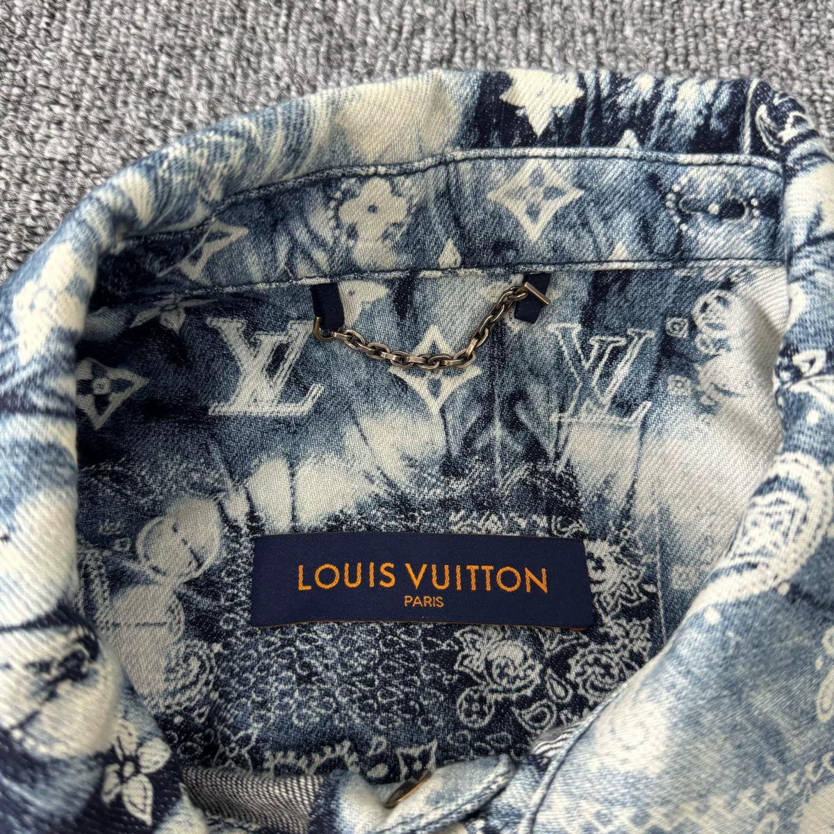 Louis Vuitton LV 2022 model print all-over logo denim short-sleeve shirt