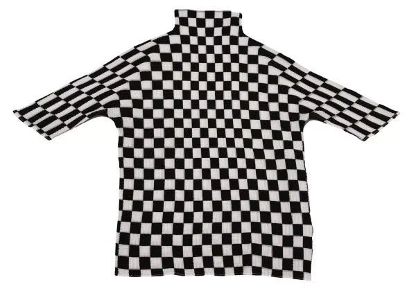 Issey Miyake Vintage Black & White Plaid Pleated Top