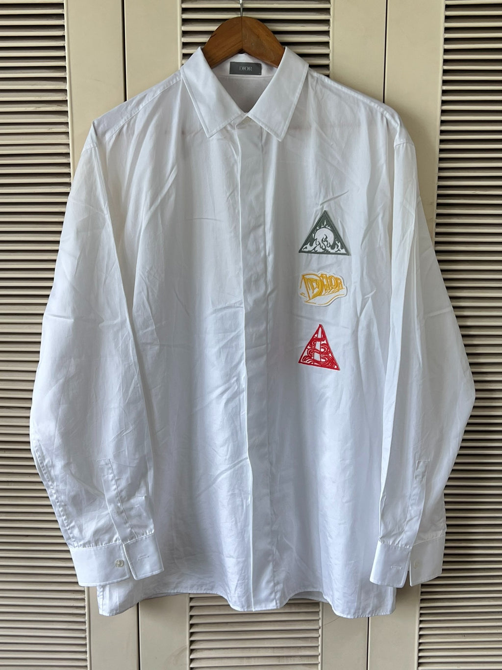 Dior Long Sleeve Top Embroidered White Shirt