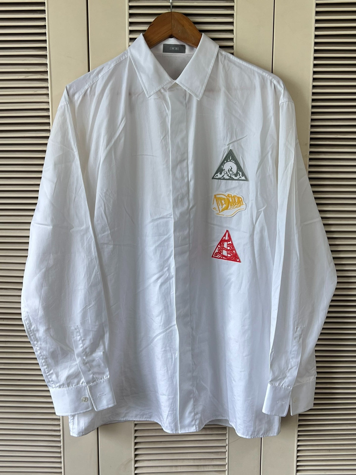 Dior Long Sleeve Top Embroidered White Shirt