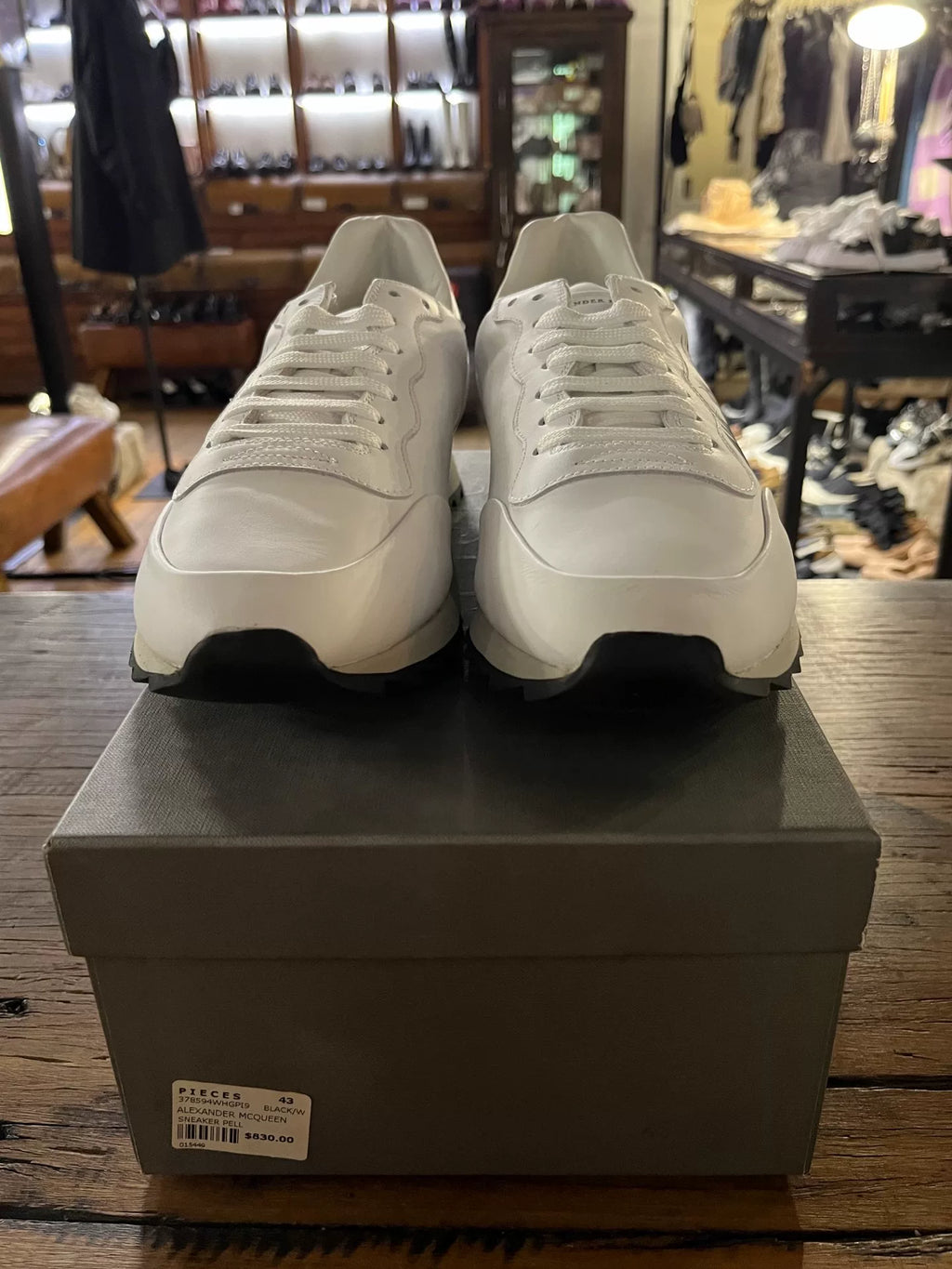 Alexander McQueen SS15 White Feather Print Leather Sneakers