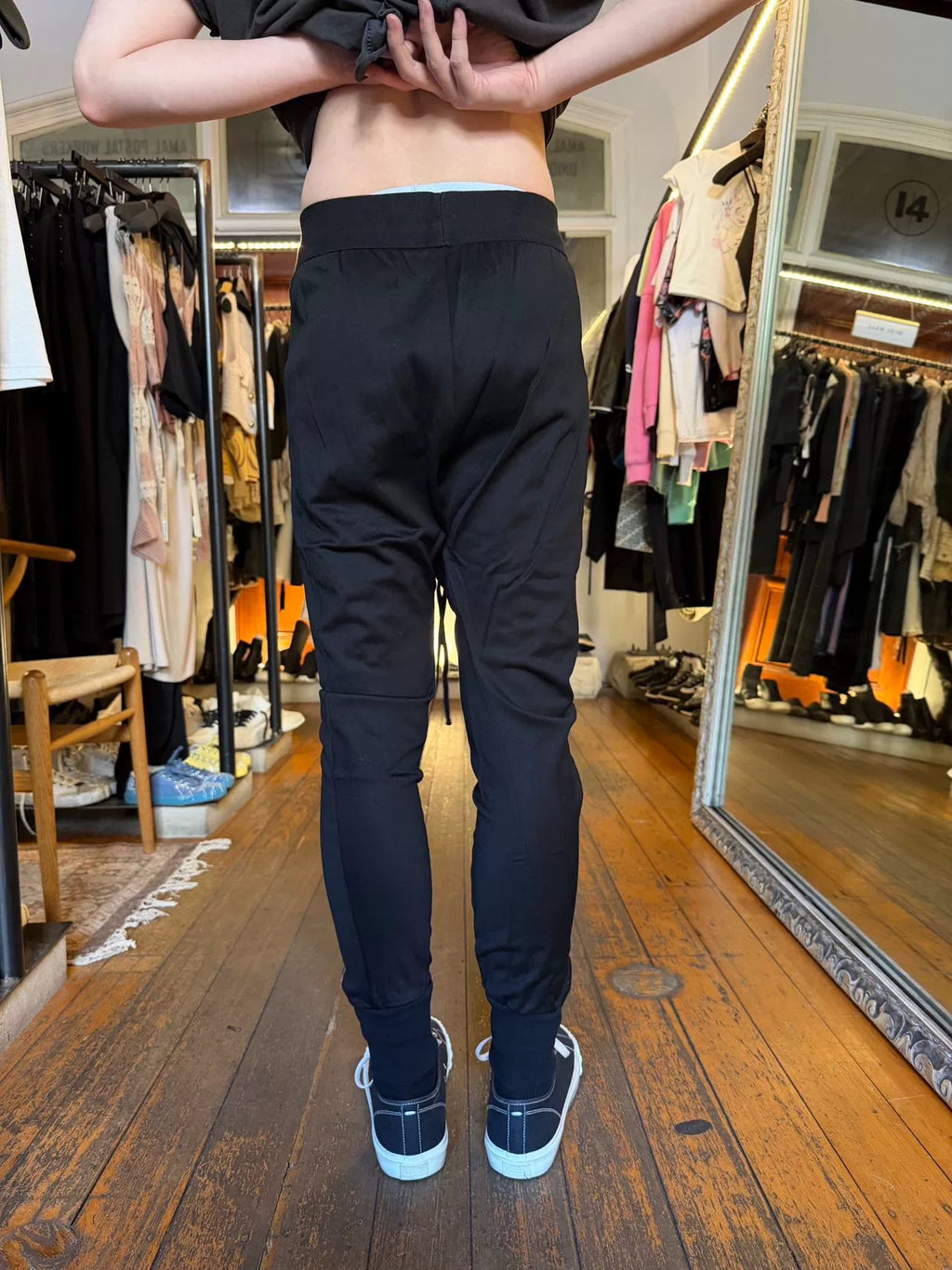 Julius FW16 Black Patchwork Pleated Cotton Pants