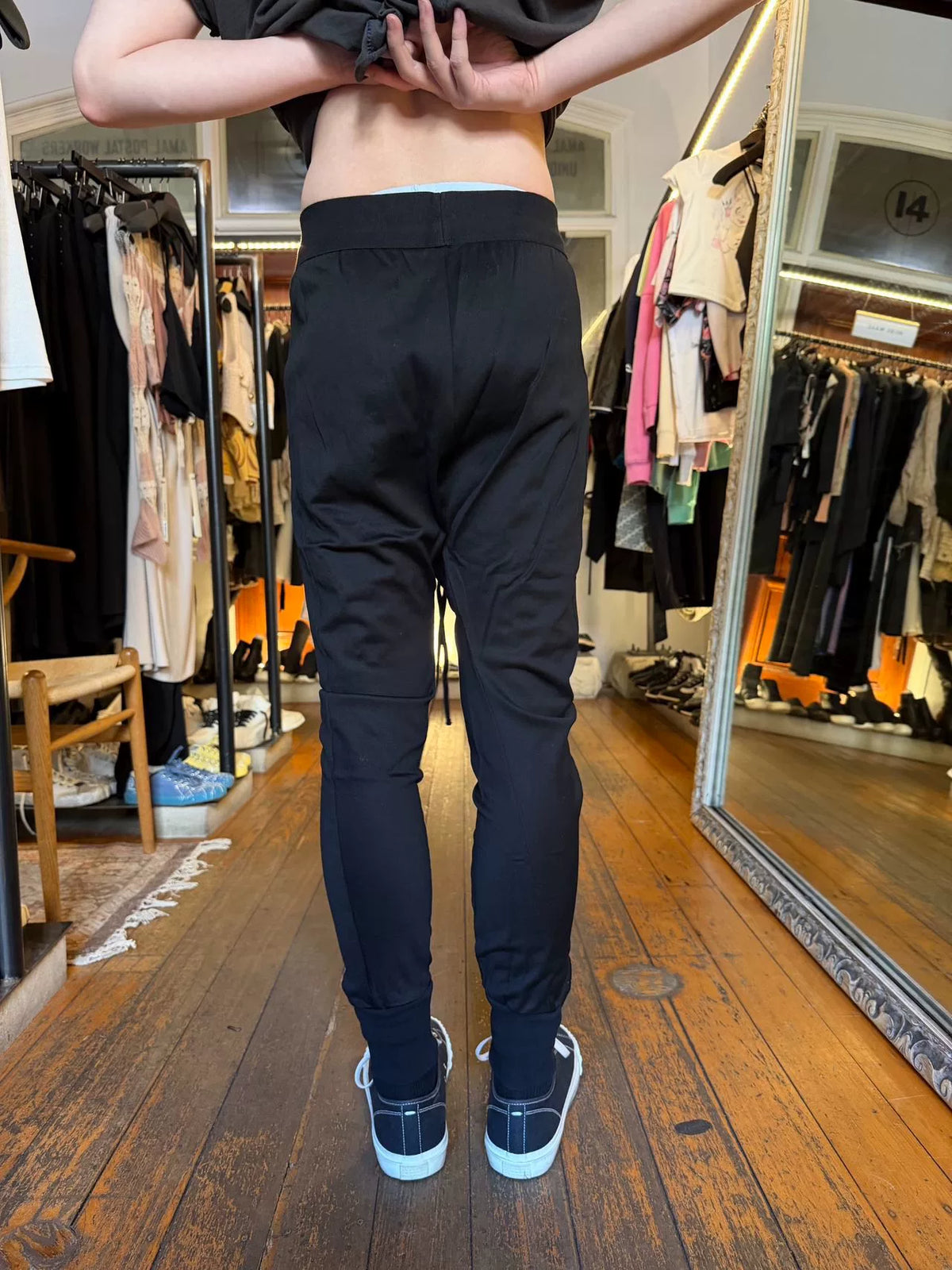 Julius FW16 Black Patchwork Pleated Cotton Pants