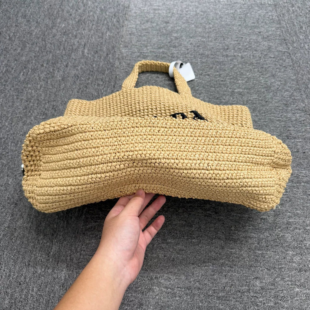Prada Raffia Woven Shoulder Bag