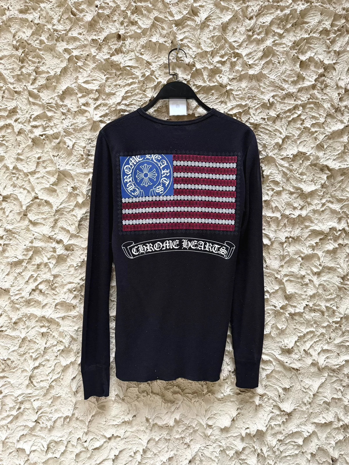 Chrome Hearts American Flag Scroll Waffle Long Sleeve Top
