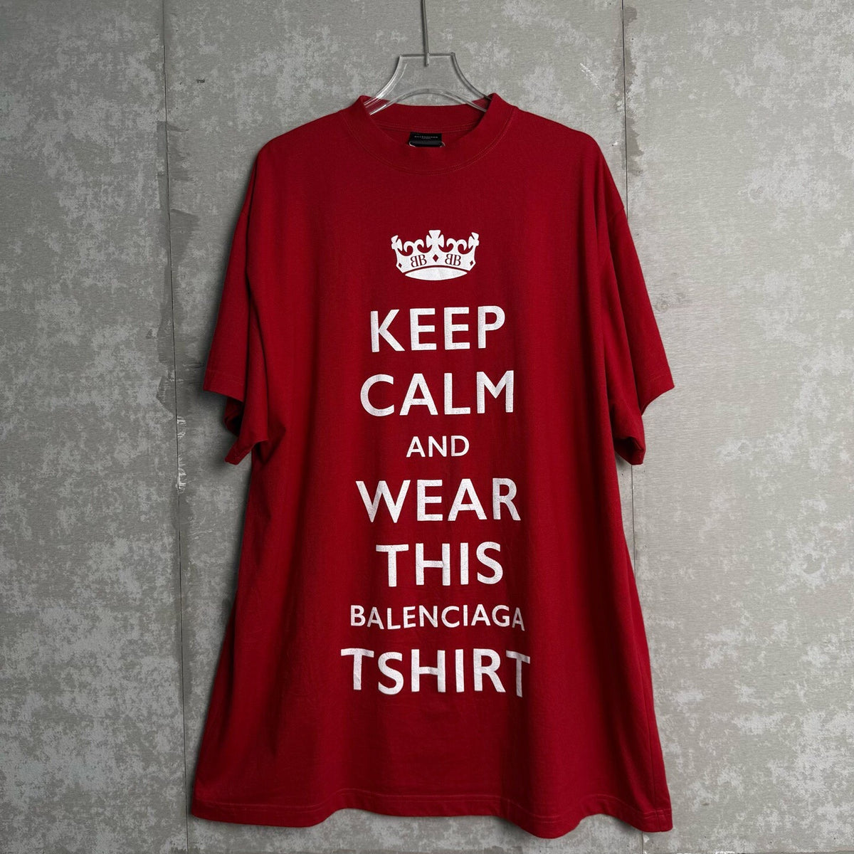 Balenciaga Keep Calm Red Short Sleeve T-Shirt