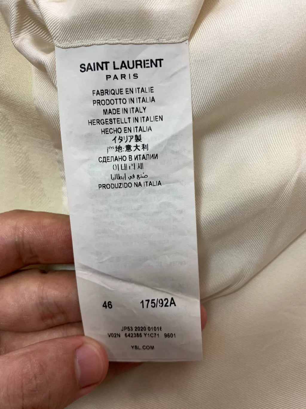 Saint Laurent 21SS Runway Off-White Silk Wool Suit
