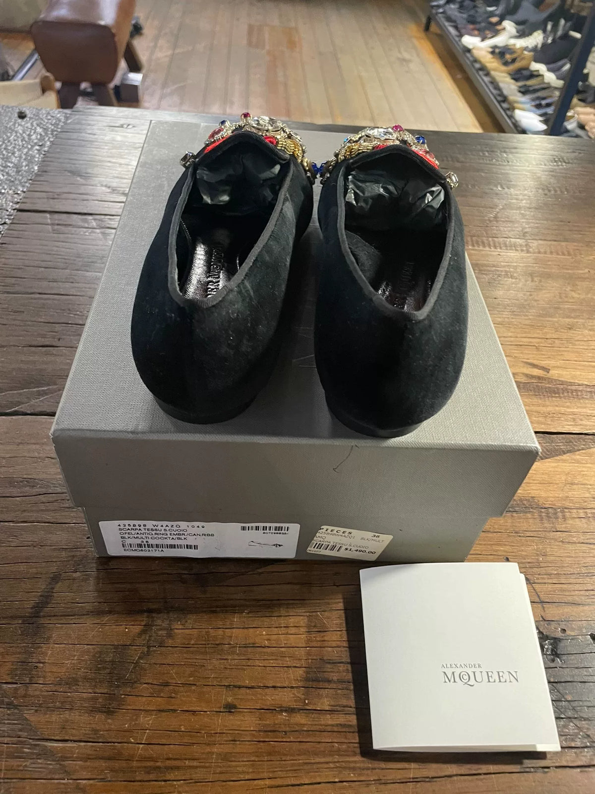 Alexander McQueen FW16 Black Dream Jewelry Embroidered Loafers