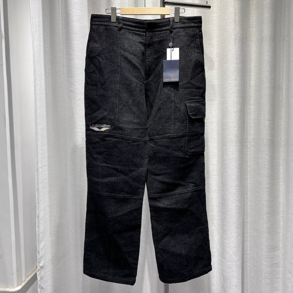 Louis Vuitton Black SKI Letter Pearl Logo Wool Silk Cashmere Trousers