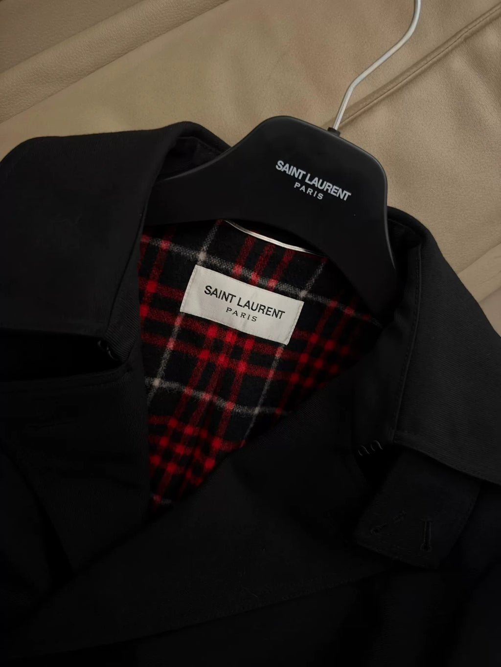 Saint Laurent Paris FW17 Black Wool Trench Coat