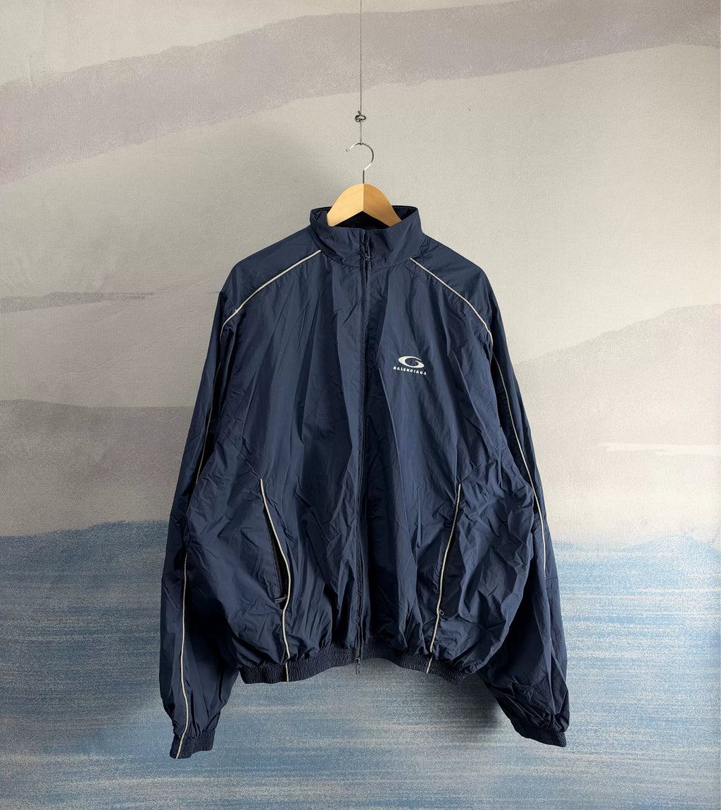 Balenciaga FW24 Navy Blue Letter Embroidered Jacket