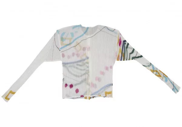 Issey Miyake Vintage White Patterned Pleated Cardigan