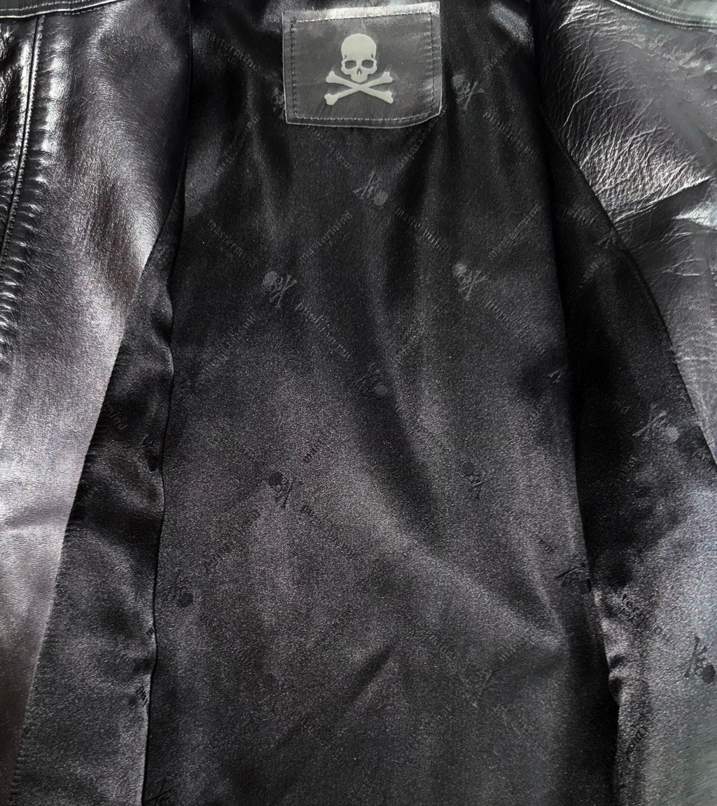 Mastermind Japan Embroidered Skull Leather Logo Jacket