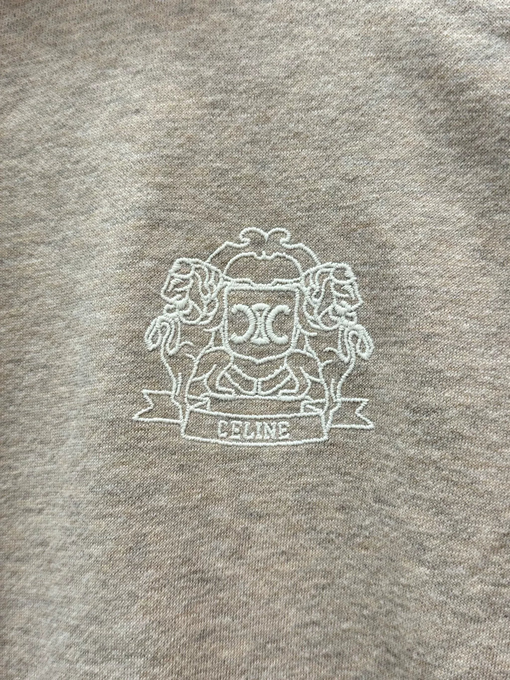 Celine FW25 Cream Logo Embroidered Hooded Zip-Up Jacket
