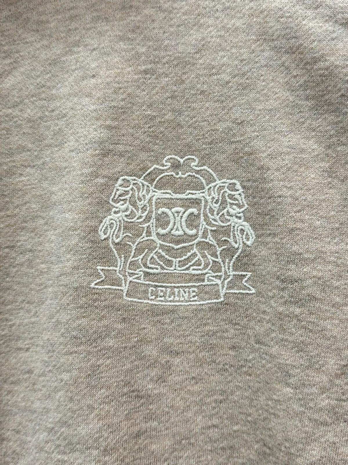 Celine FW25 Cream Logo Embroidered Hooded Zip-Up Jacket