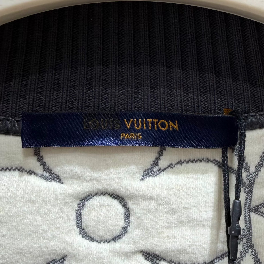 Louis Vuitton Long Sleeve Three-Flower All-Over Logo Print Zip Cotton Gray Jacket