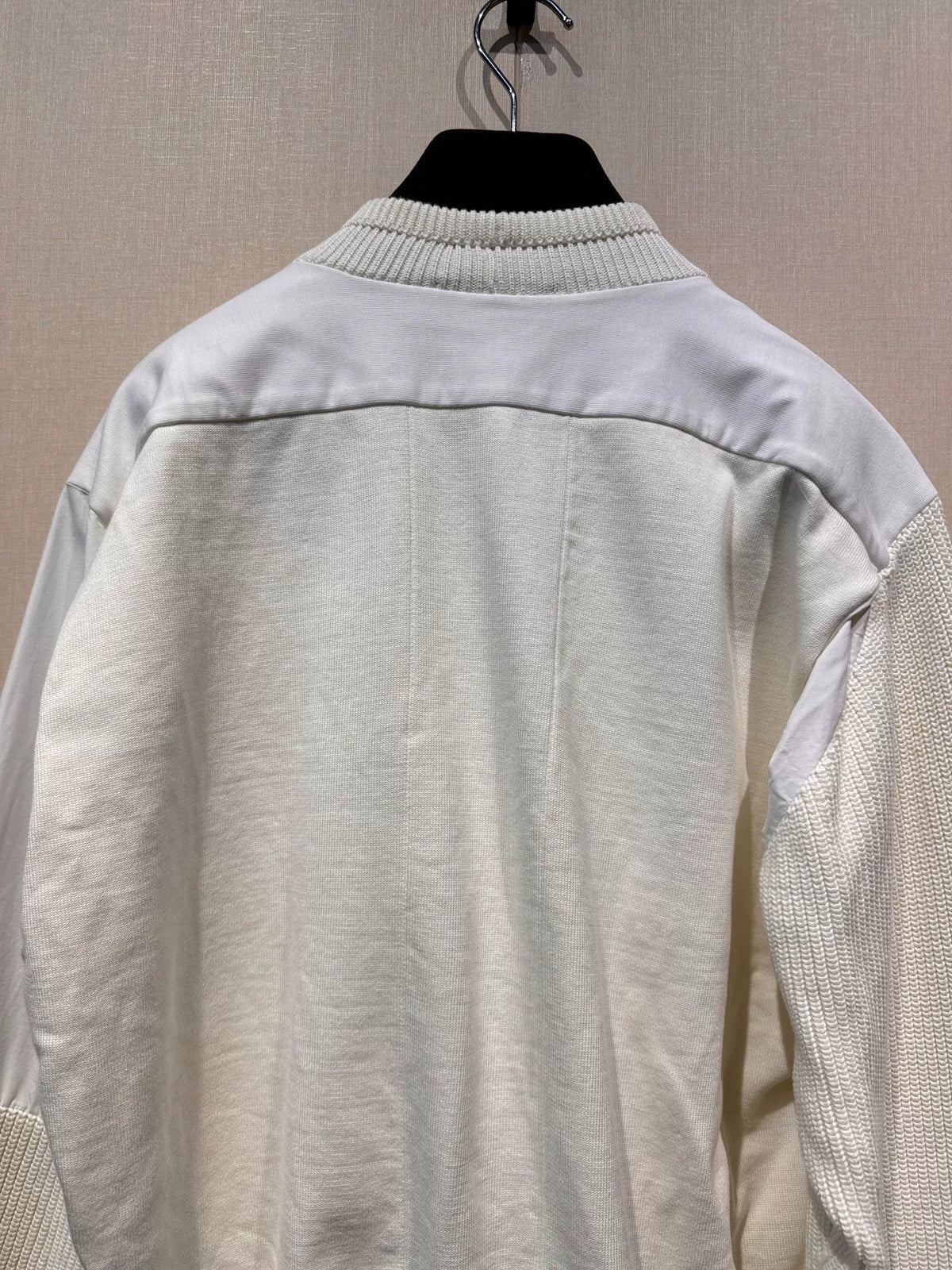 Louis Vuitton White Embossed Logo Knit Panel Hooded Sweater