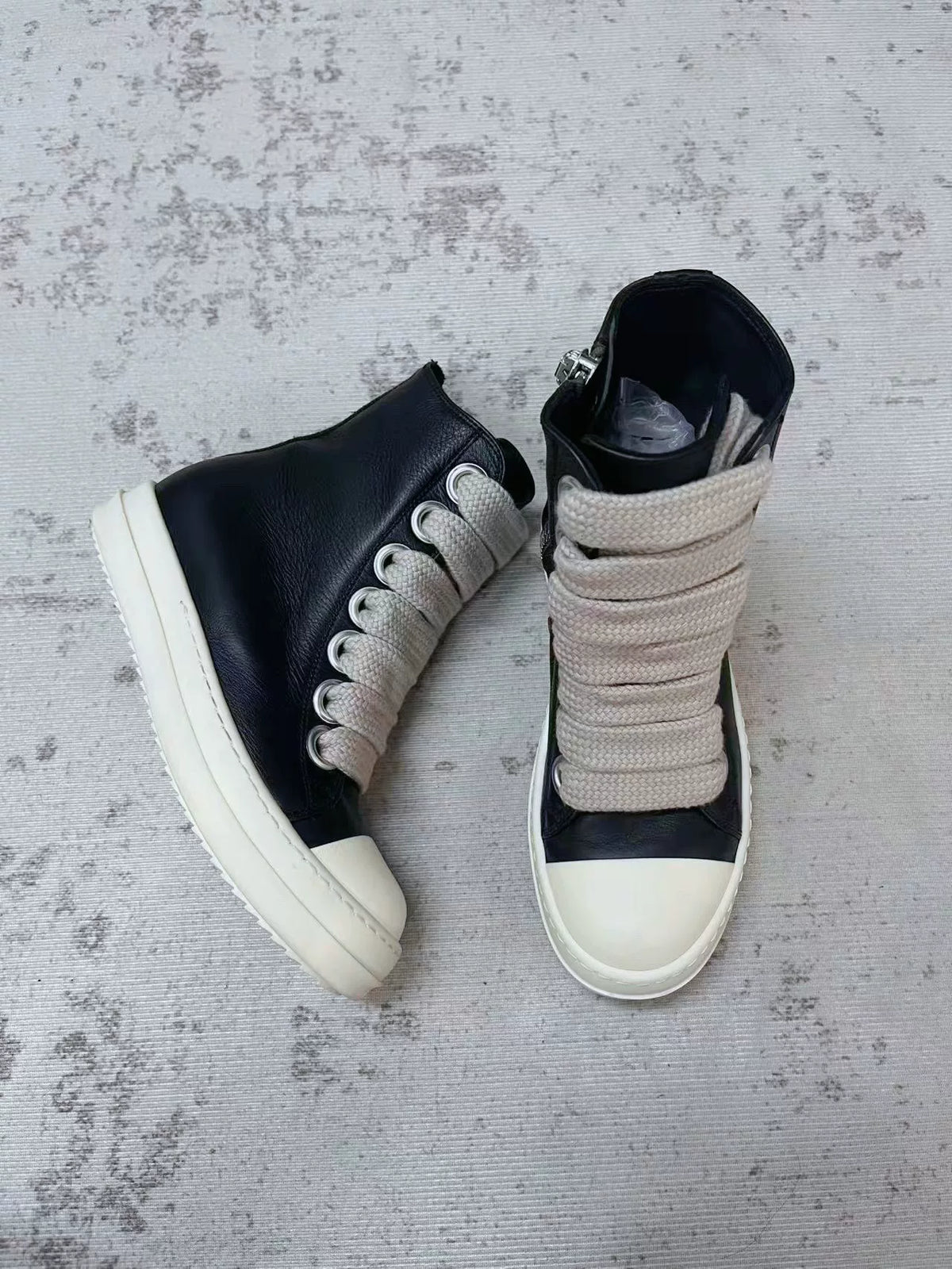 Rick Owens Black and White Tank Sole Large Converse Sneakers